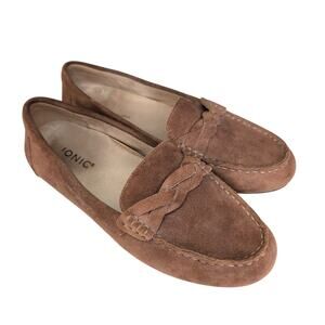 Vionic Womens Montara Toffee Brown Suede Moccasin Flat Slip On Comfort Loafers 7